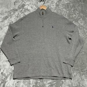 Polo Ralph Lauren Estate Rib 1/4 Zip Pullover Sweater Mens Size 2XL Gray Preppy